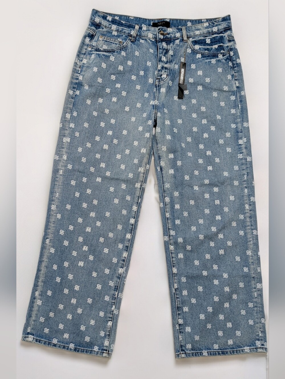 AMIRI Monogram Wide Leg Designer Jeans Size 38 NWT Made in USA - Picture 2 of 16